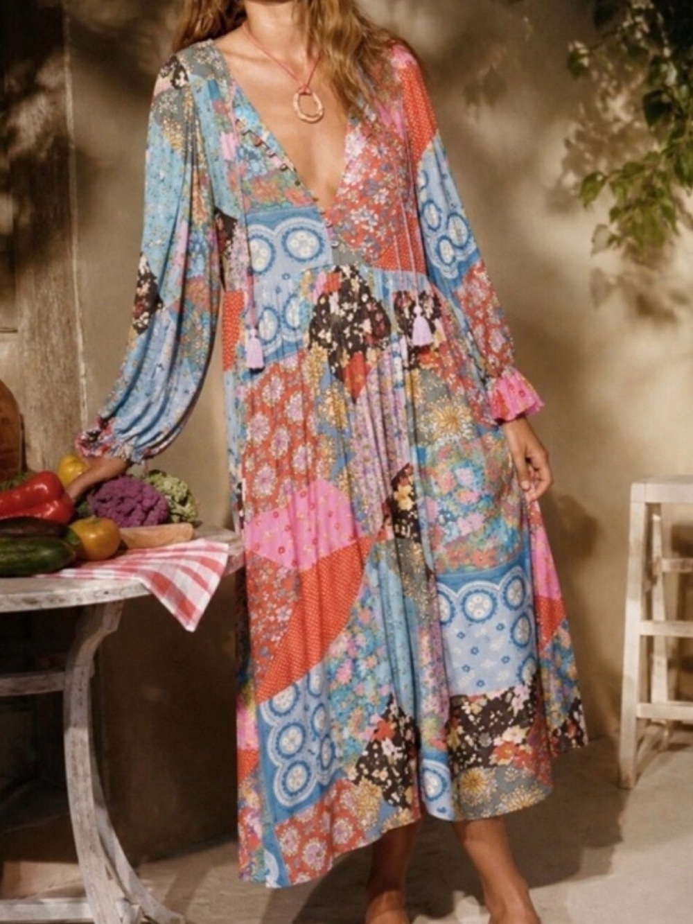 Free People x Spell & The Gypsy patchwork midi dress